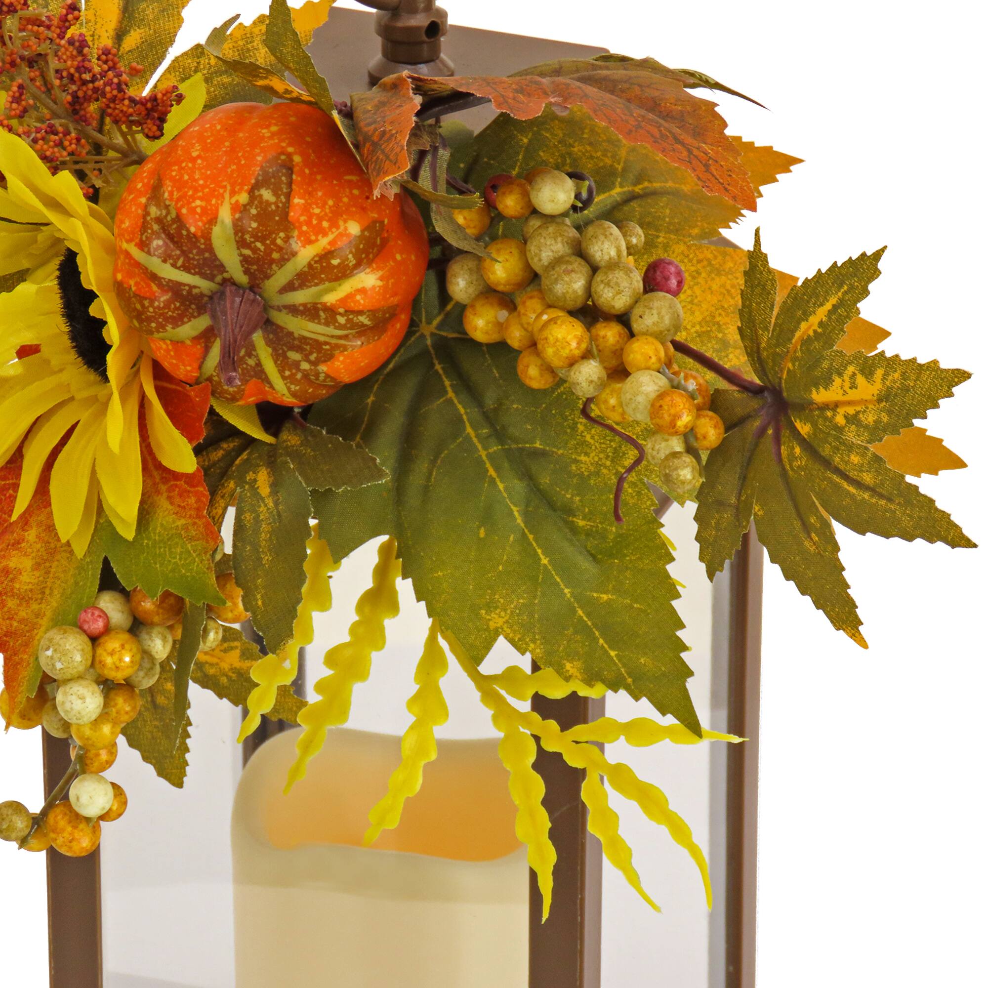 14" Harvest Lantern Decoration with LED Candle